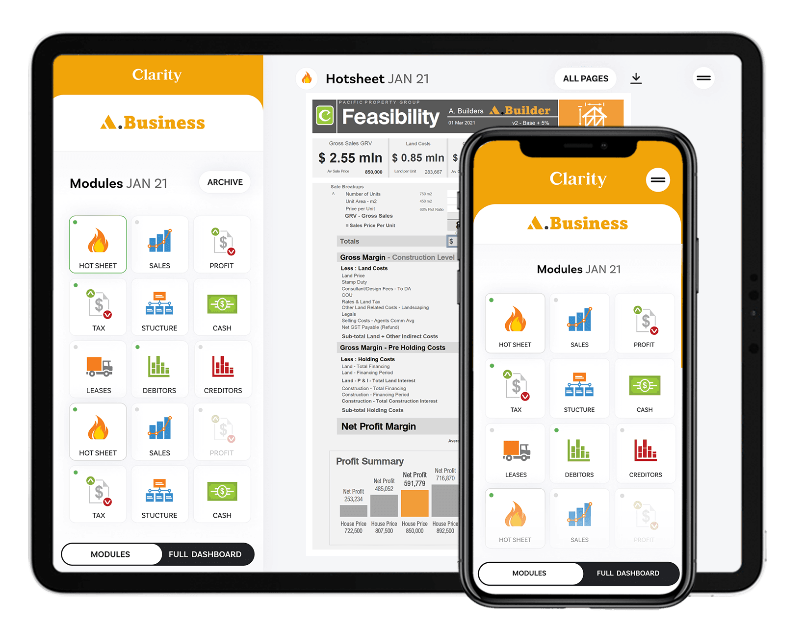 mock up of the Clarity Dashboard